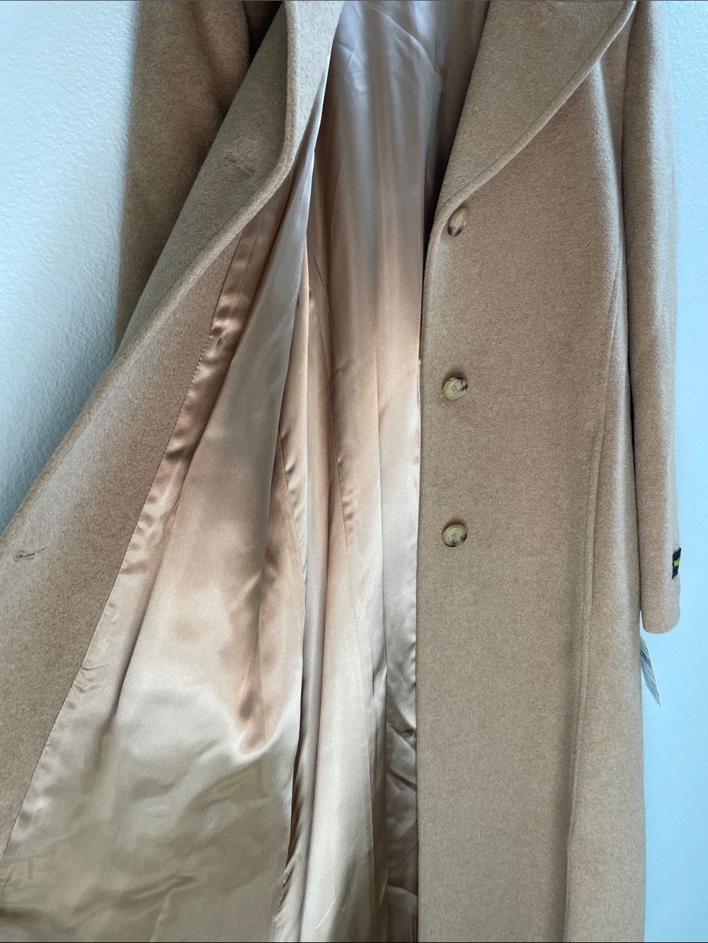 Larry Levine for Nordstrom Camel Long Coat with Notched Lapel - Picture 5 of 10